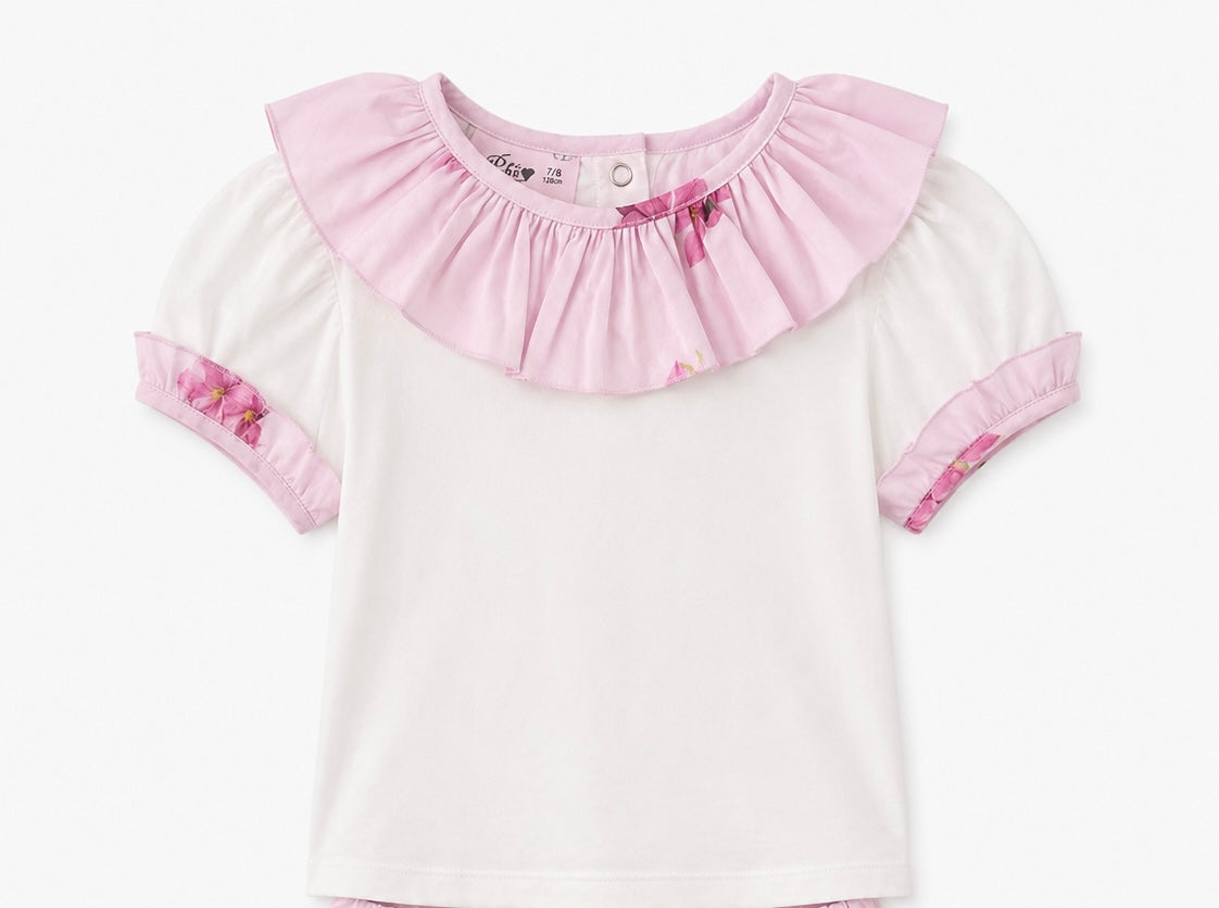 Phi Blouse met plooikraag - Lila bloemen