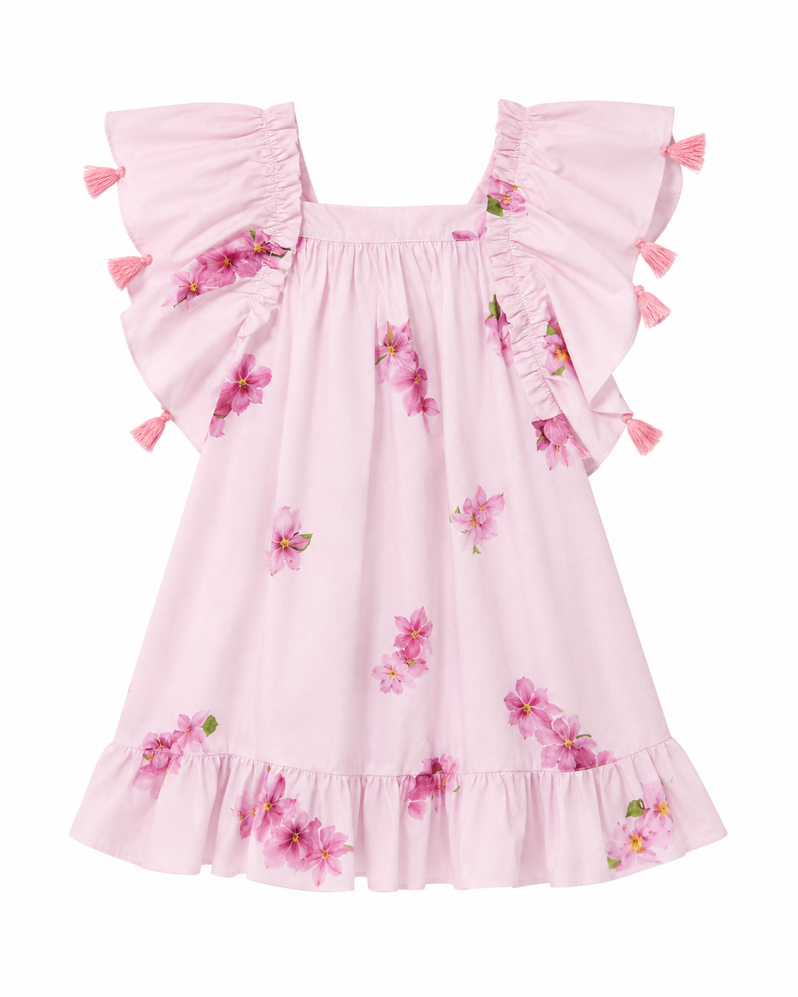 Phi Jurk met kwastjes - Lila bloemen
