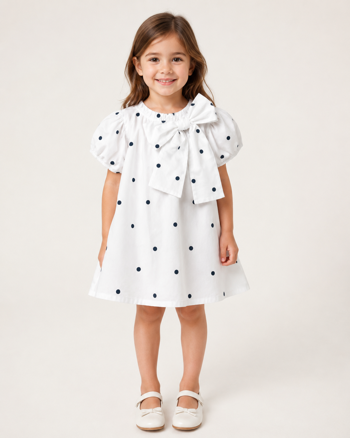 Phi Blouse met strik - Ivoor met zwarte stippen