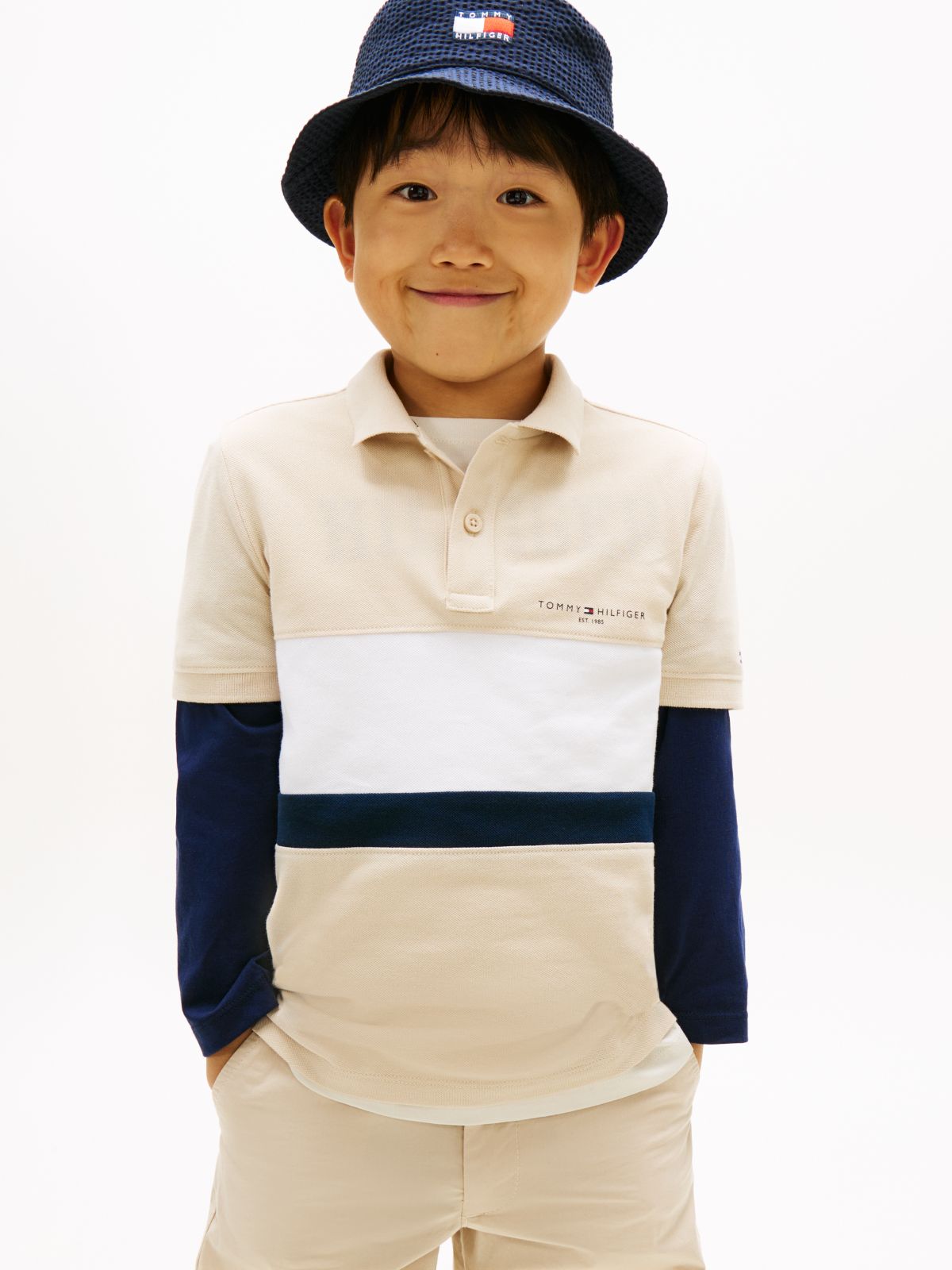 Tommy Hilfiger Polo met colourblock - Beige