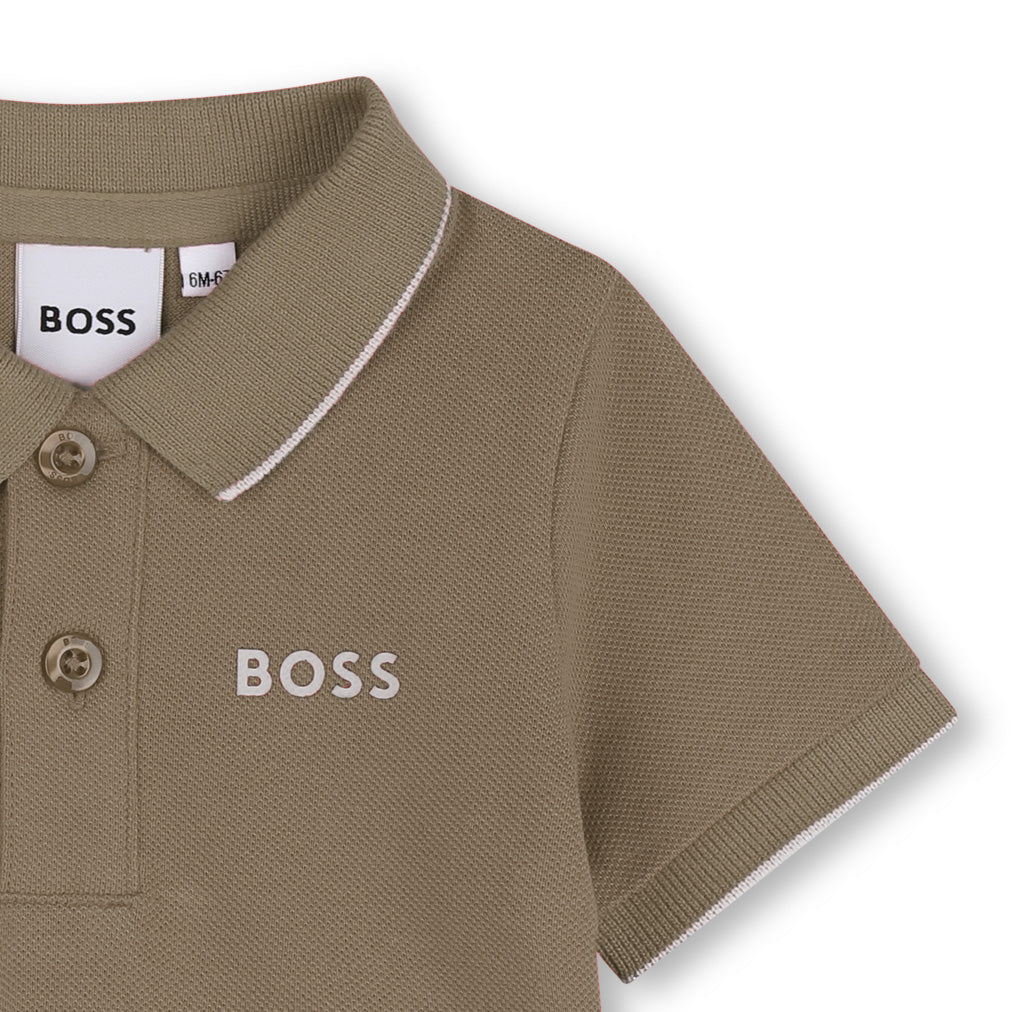BOSS Polo met korte mouwen Dark Taupe detail