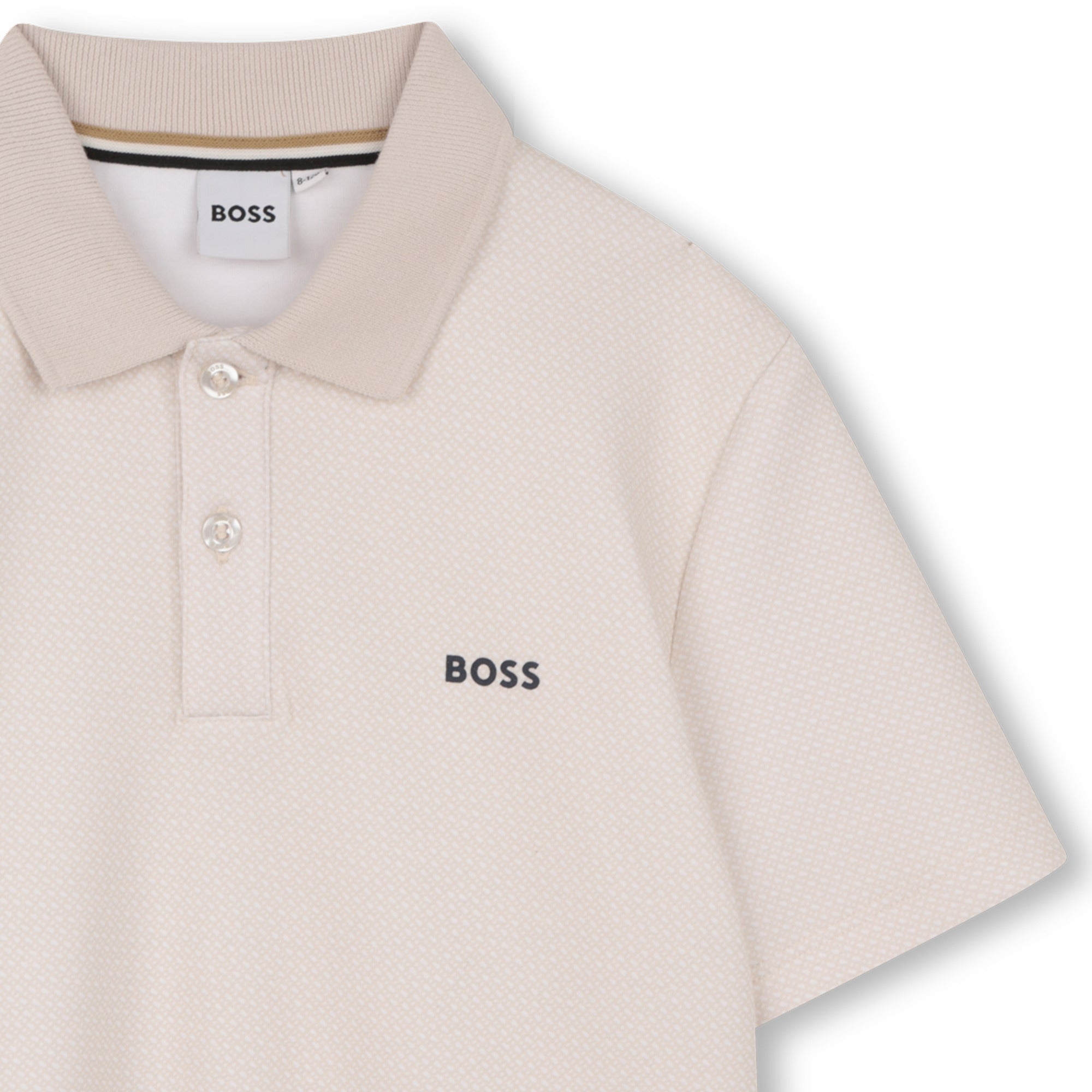 BOSS Polo met korte mouwen Vanille detail