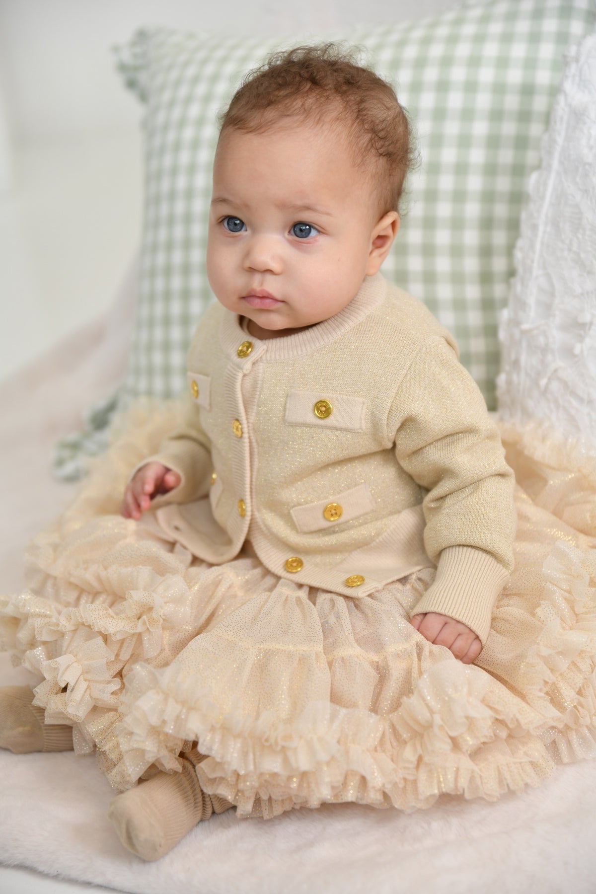 Angel's Face Kitty baby tutu met glittertule zandbeige – designer kinderkleding | Niñoz Almere