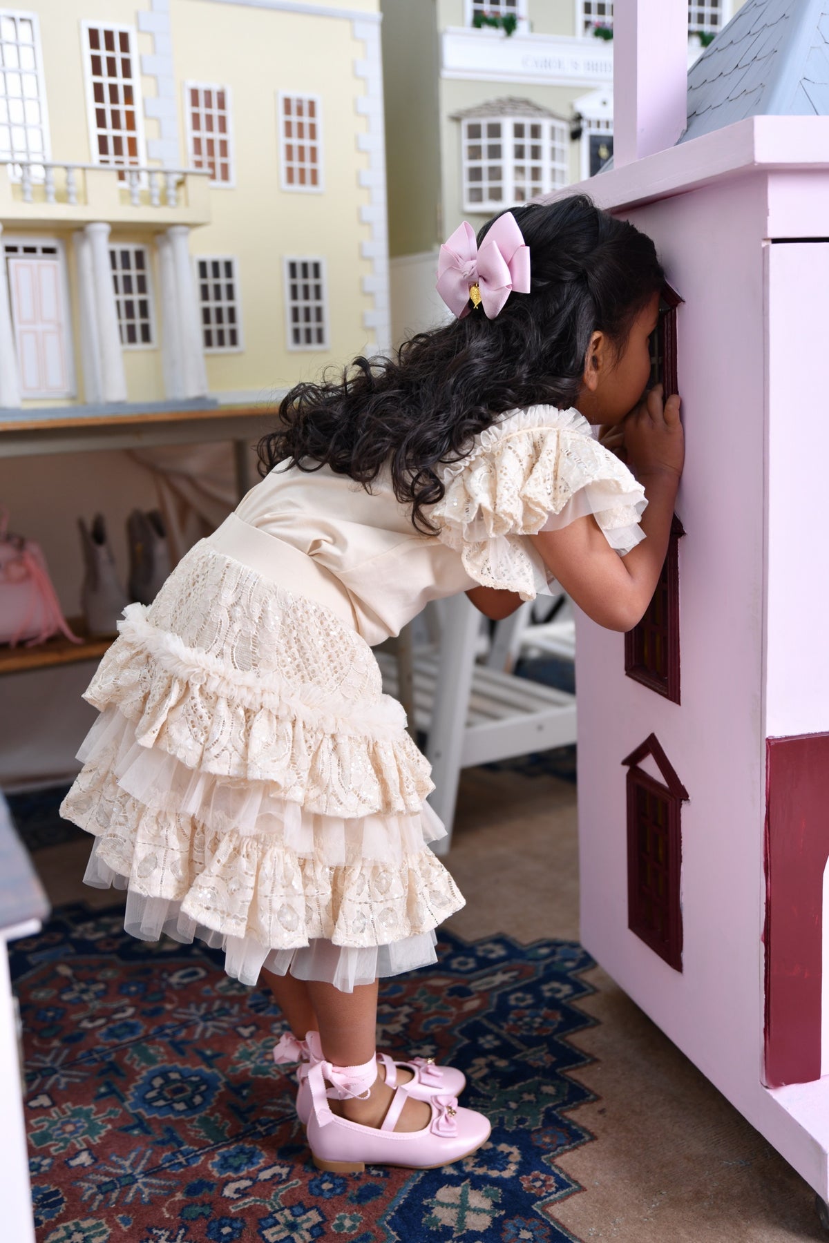 Angel's Face Olivia rok met kant en pailletten zandbeige – designer kinderkleding | Niñoz Almere
