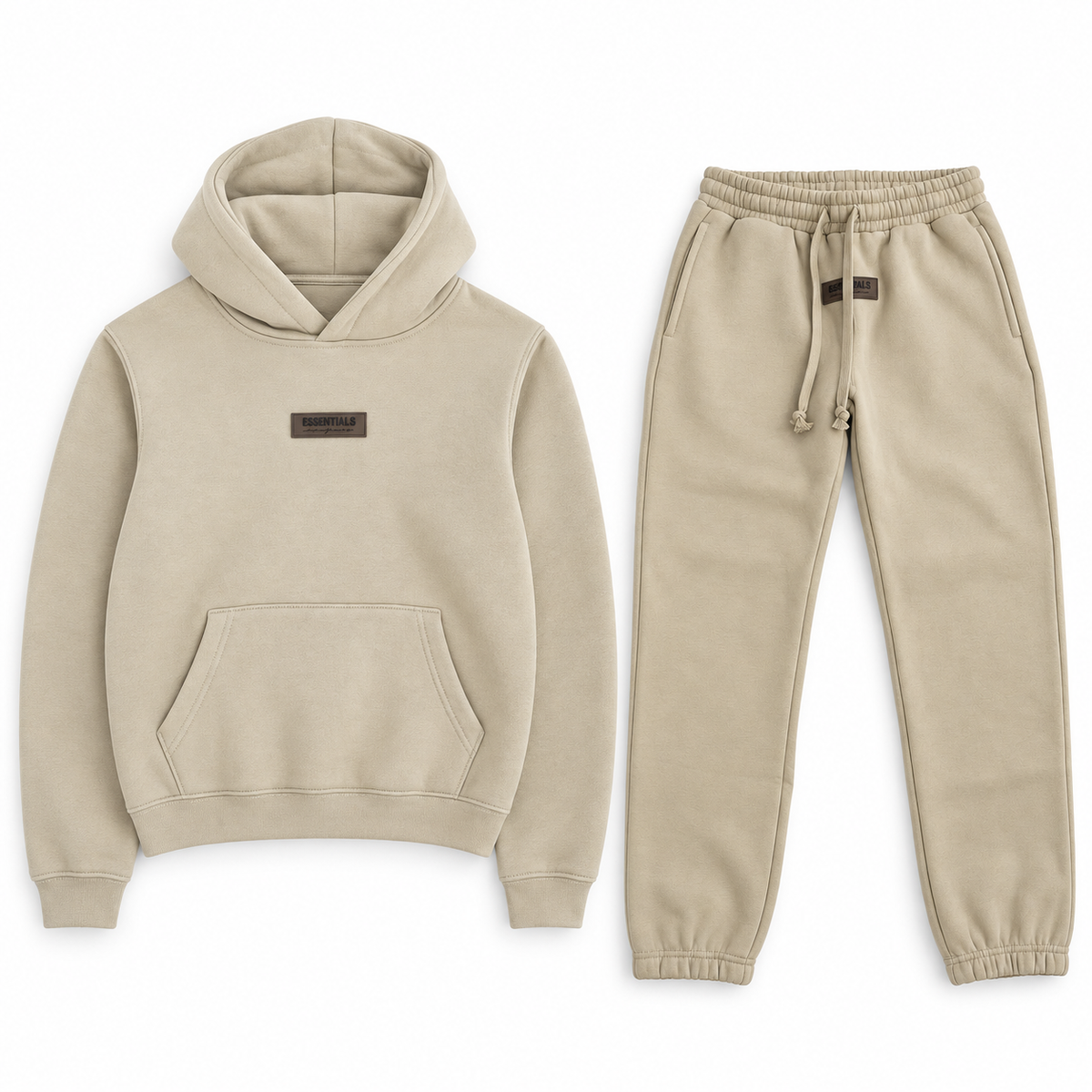 Essentials Cou7ure kids Rubber Tracksuit beige – hoodie en joggingbroek, designer kinderkleding | Niñoz Almere