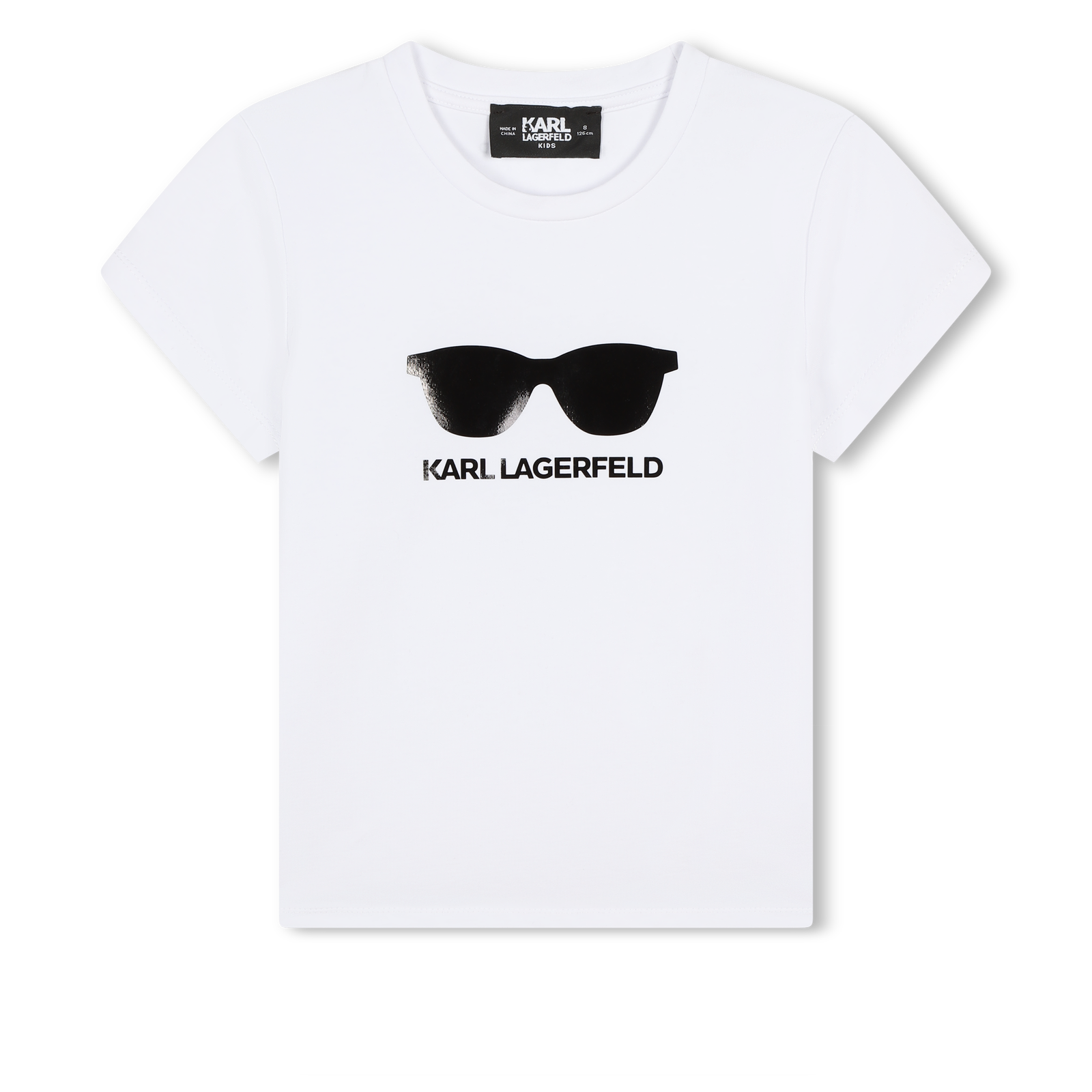 Karl Lagerfeld Kids t-shirt wit met zonnebrilprint - Niñoz kinderkleding Almere