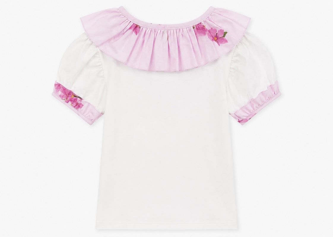 Phi Blouse met plooikraag - Lila bloemen