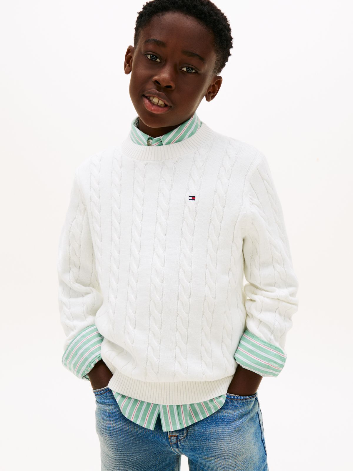Tommy Hilfiger Kabeltrui - Wit