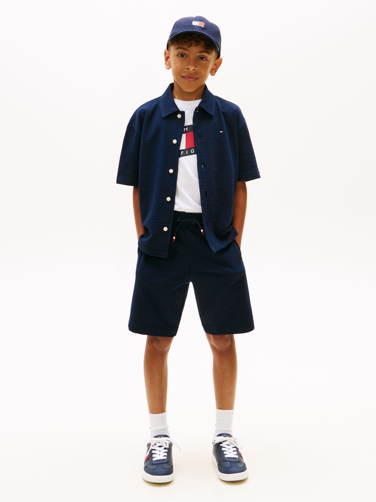 Tommy Hilfiger Seersucker overhemd - Donkerblauw