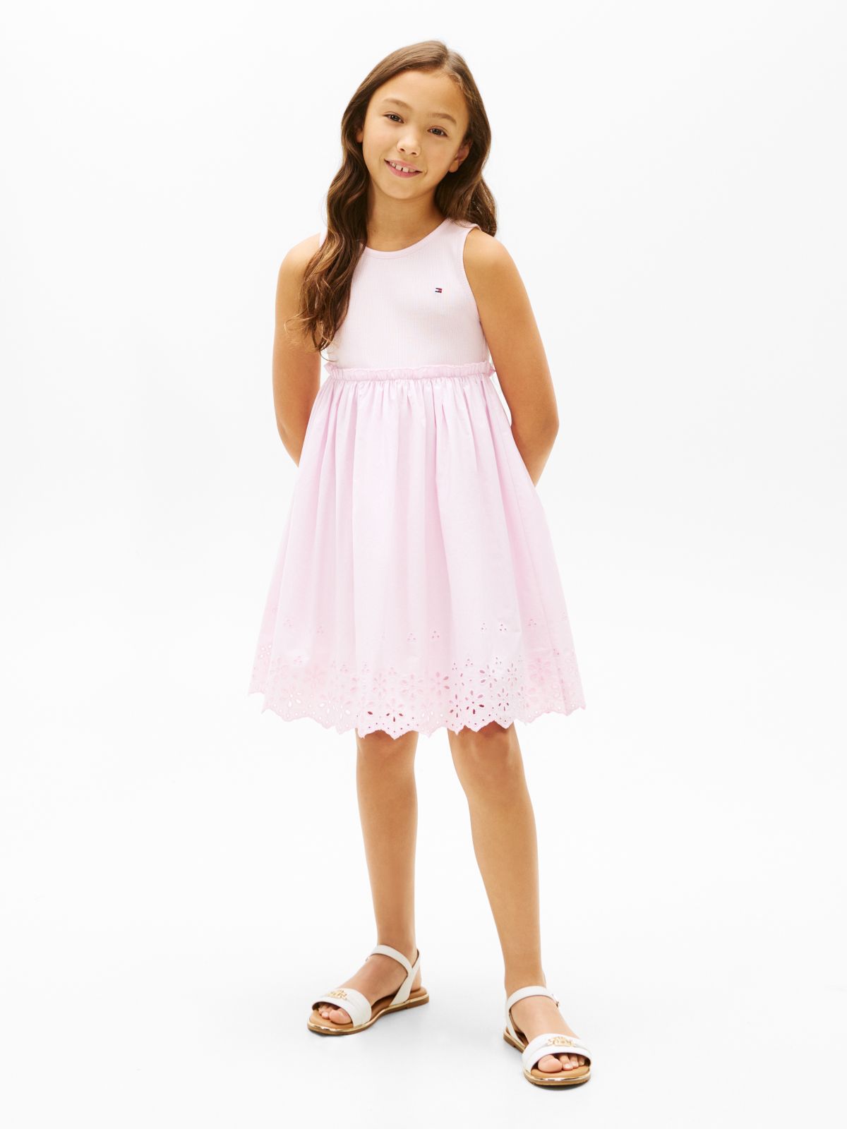Tommy Hilfiger Broderie anglaise jurk - Roze