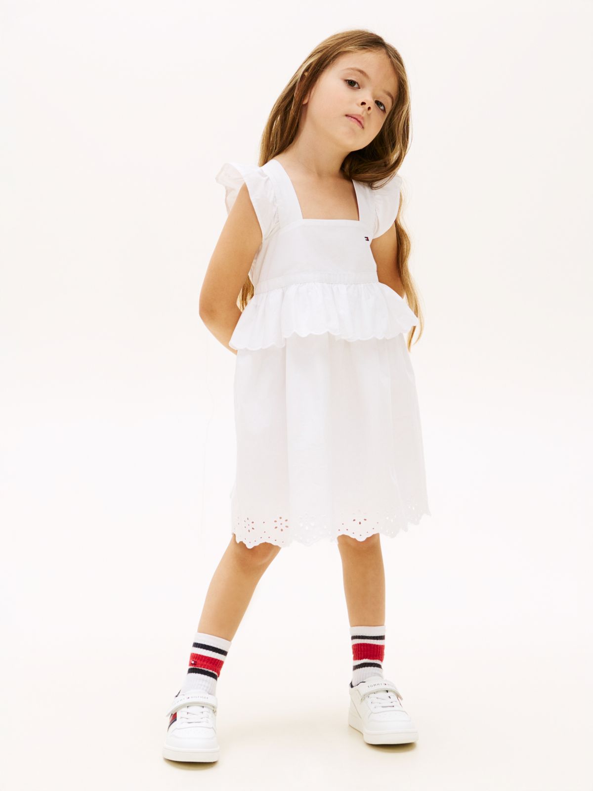 Tommy Hilfiger Broderie anglaise jurk - Wit