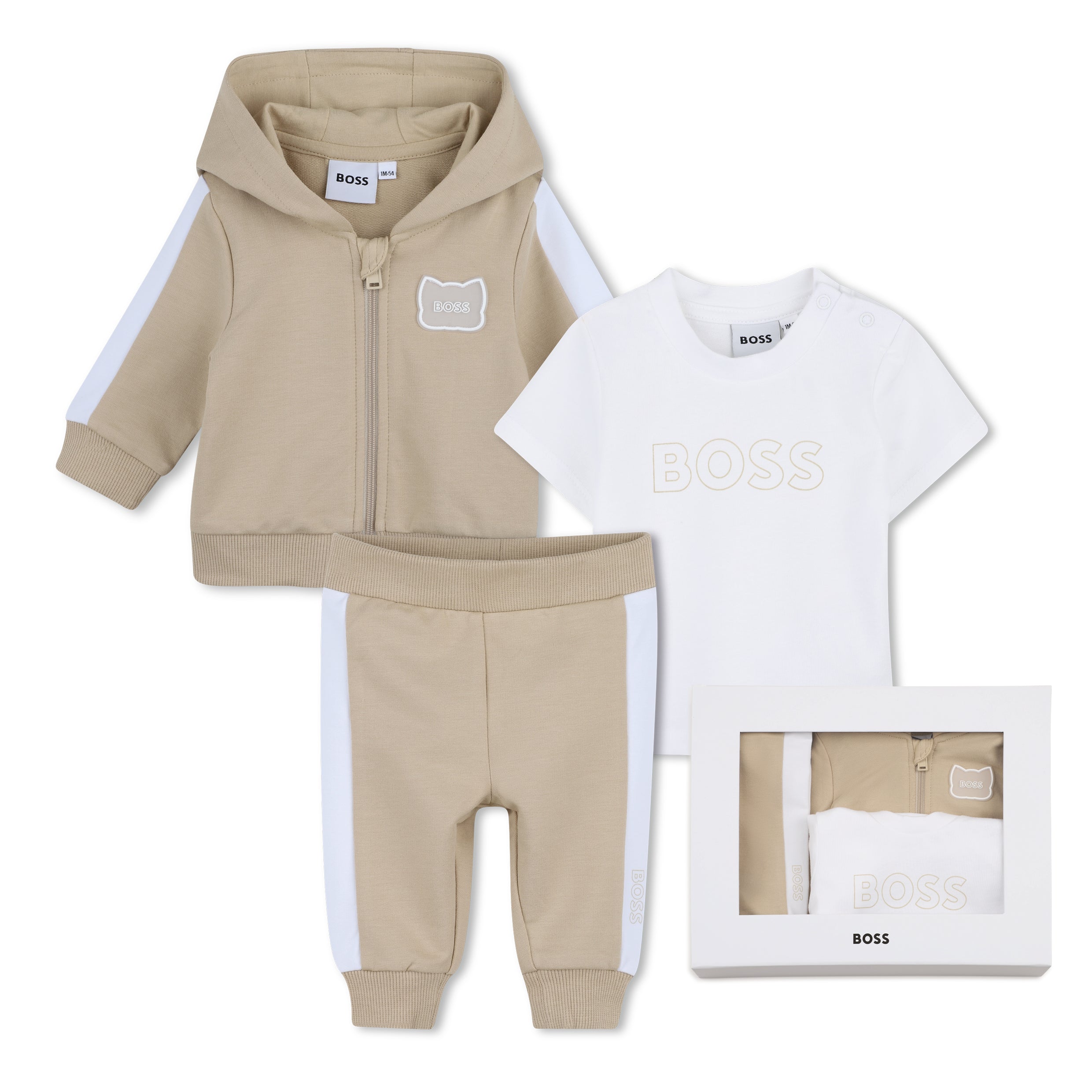 BOSS Set T-shirt + broek + vest Sand