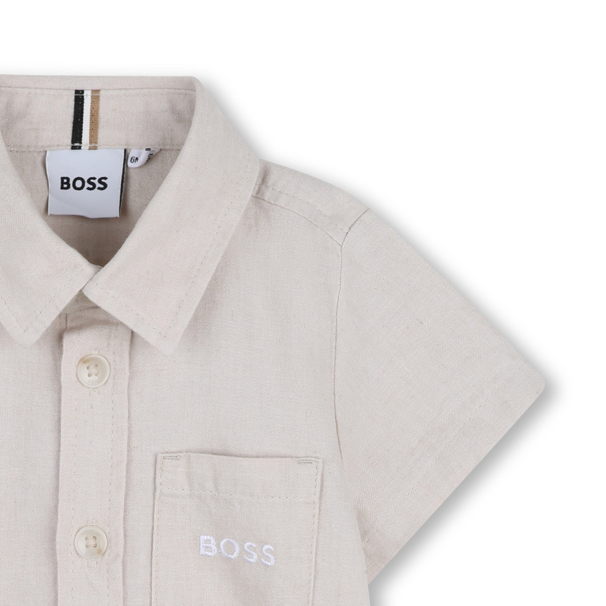 BOSS Overhemd met korte mouwen Ivoire detail