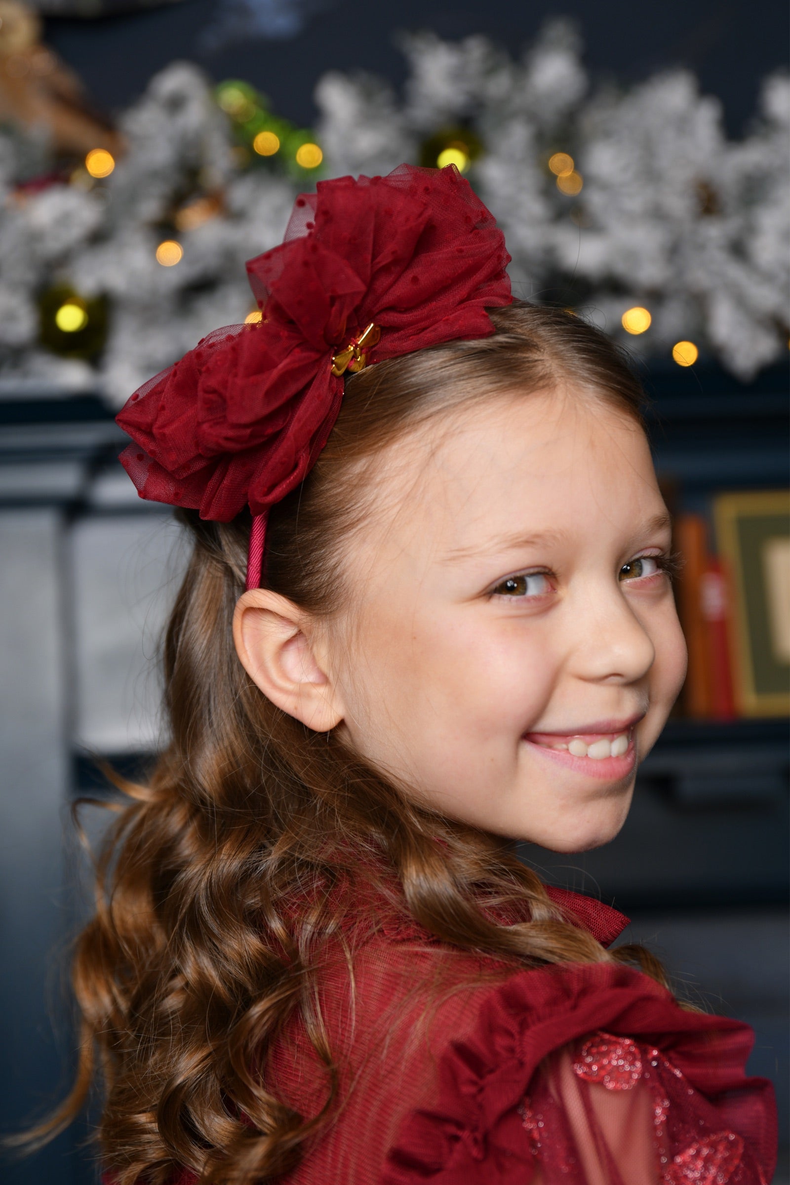 Angel's Face Gladys haarband met stippen donkerrood – designer kinderkleding | Niñoz Almere