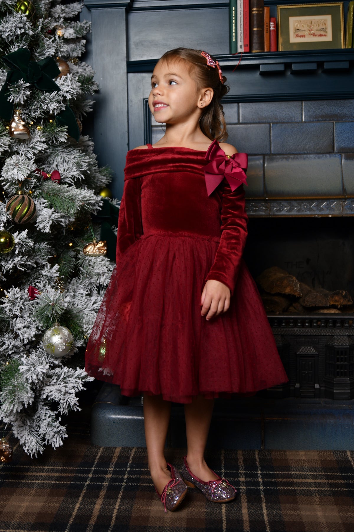 Angel's Face Hepburn jurk donkerrood, beeld 4 – designer kinderkleding | Niñoz Almere