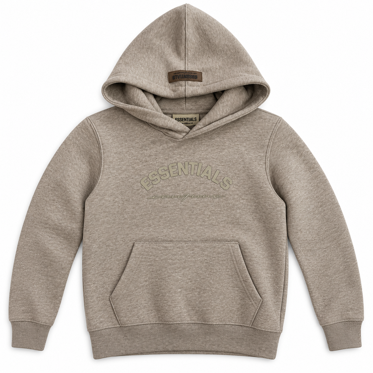 Essentials Cou7ure kids Curve joggingpak donkerbeige – hoodie met boogprint | Ninoz Almere